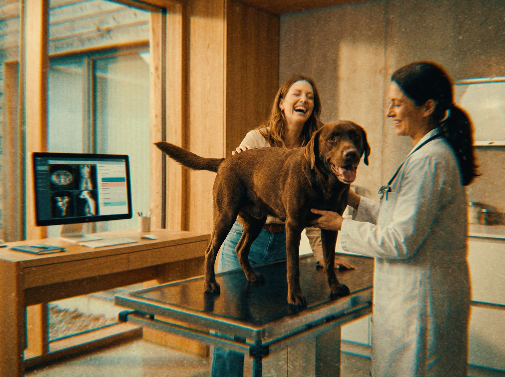 Dierenarts met hond in consult